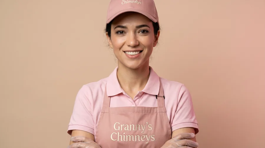 Granny's Chimneys team member in apron